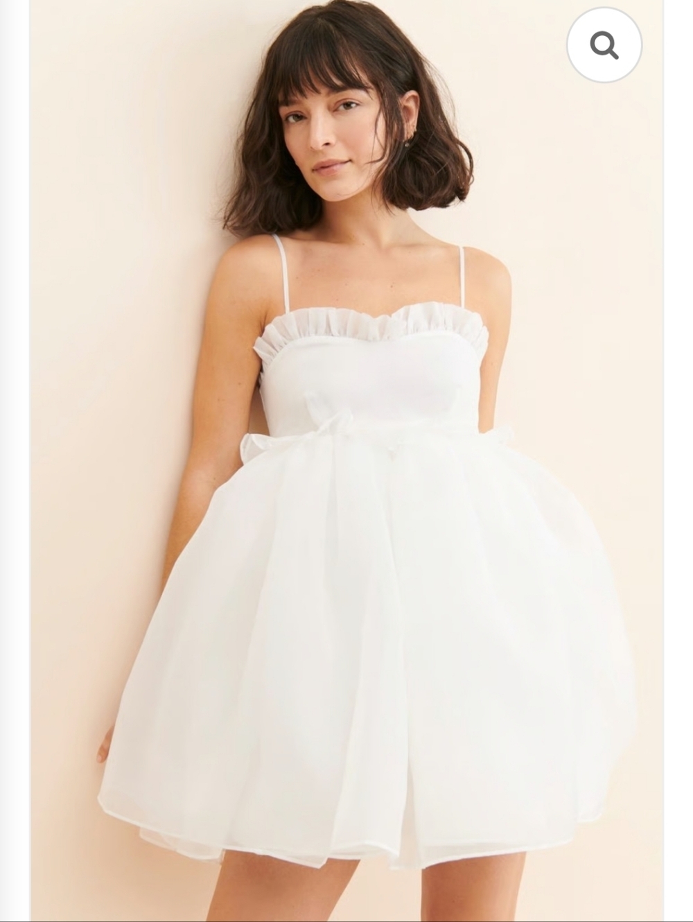 Selkie White Ruffled Strap Mini Dress